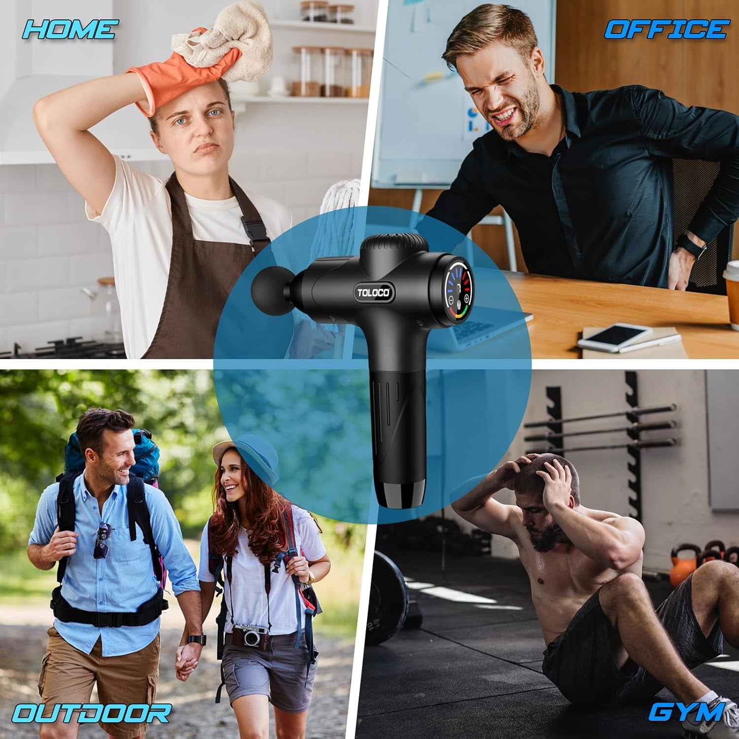 Massage Gun Deep Tissue, Percussion Massage Gun with 10 Replacement Heads, Super Quiet Portable Electric Massager for Athletes, Relax, Black