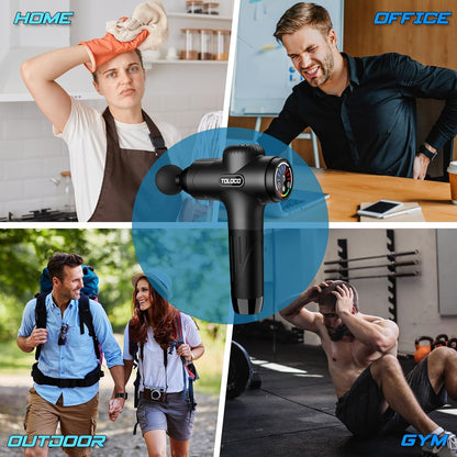 Massage Gun Deep Tissue, Percussion Massage Gun with 10 Replacement Heads, Super Quiet Portable Electric Massager for Athletes, Relax, Black