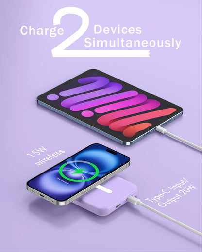 Power Bank Portable Charger Power Bank Power Bank Charger Magnetic Power Bank 5000Mah Magnetic Power Bank Magsafe Wireless Fast Charger for Iphone 12–17 Pro/Pro Max, Compact Portable Battery Pack Lithium Ion Travel Essential