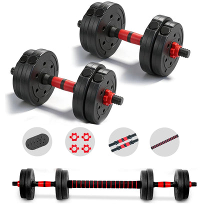 Summervibes 22Lb Adjustable-Dumbbells-Sets,Free Weights-Dumbbells Set of 2 Convertible to Barbell a Pair of Lightweight for Home Gym,Women and Men Equipment