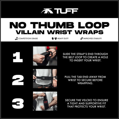 16" Villain Wrist Wraps - Blackout Workout Wrist Supports