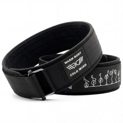 WARM BODY COLD MIND Black Nylon Weightlifting Belt 2.0 with Velcro Strap for Powerlifting, 7Mm and 5Mm Variations, Functional Training, Gym Training Sessions, Back Support Belt, Lightweight Flexible Fit, Core Stability, Quick Adjust