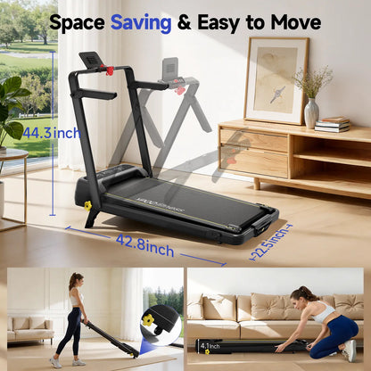 【Summervibes】Ypoo Walking Pad Treadmill with Handrails - 15% Adjustable Incline for Glutes & Legs Activation, Quiet Compact Treadmills for Home, at Home Gym Equipment for Safe Indoor Warm-Up & Daily Steps Tiktokshopspringglowup