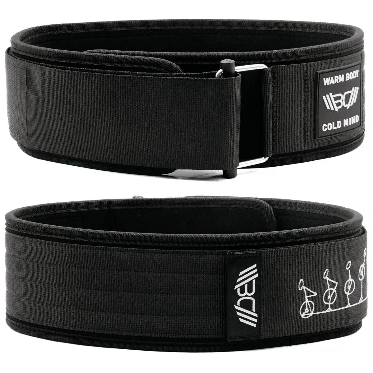 WARM BODY COLD MIND Black Nylon Weightlifting Belt 2.0 with Velcro Strap for Powerlifting, 7Mm and 5Mm Variations, Functional Training, Gym Training Sessions, Back Support Belt, Lightweight Flexible Fit, Core Stability, Quick Adjust