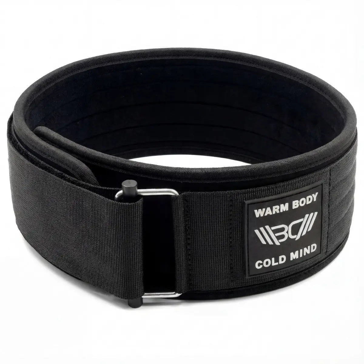 WARM BODY COLD MIND Black Nylon Weightlifting Belt 2.0 with Velcro Strap for Powerlifting, 7Mm and 5Mm Variations, Functional Training, Gym Training Sessions, Back Support Belt, Lightweight Flexible Fit, Core Stability, Quick Adjust