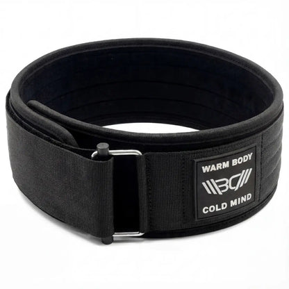 WARM BODY COLD MIND Black Nylon Weightlifting Belt 2.0 with Velcro Strap for Powerlifting, 7Mm and 5Mm Variations, Functional Training, Gym Training Sessions, Back Support Belt, Lightweight Flexible Fit, Core Stability, Quick Adjust