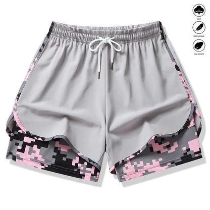 3-Pack Women’S Camo 2-In-1 5-Inch Running Shorts, Anti-Exposure Workout Shorts with Inner Pocket, Quick Dry Breathable Lightweight Fabric & Adjustable Drawstring Waist for Fitness