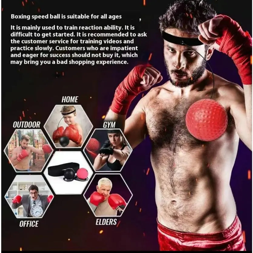 Boxing Reflex Ball - Boxing Speed Trainer with Headgear and Reflective Elastic Line, Home Boxing Equipment for Teenagers to Strengthen Body, Boost Reaction Ability and Hand-Eye Coordination, Men'S Gift Boxing Gear, Male Gifts