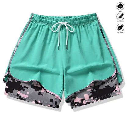 3-Pack Women’S Camo 2-In-1 5-Inch Running Shorts, Anti-Exposure Workout Shorts with Inner Pocket, Quick Dry Breathable Lightweight Fabric & Adjustable Drawstring Waist for Fitness