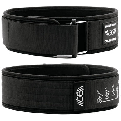 WARM BODY COLD MIND Black Nylon Weightlifting Belt 2.0 with Velcro Strap for Powerlifting, 7Mm and 5Mm Variations, Functional Training, Gym Training Sessions, Back Support Belt, Lightweight Flexible Fit, Core Stability, Quick Adjust
