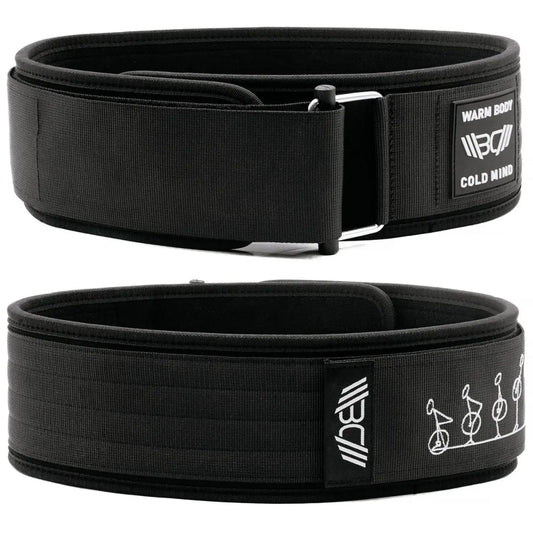 WARM BODY COLD MIND Black Nylon Weightlifting Belt 2.0 with Velcro Strap for Powerlifting, 7Mm and 5Mm Variations, Functional Training, Gym Training Sessions, Back Support Belt, Lightweight Flexible Fit, Core Stability, Quick Adjust