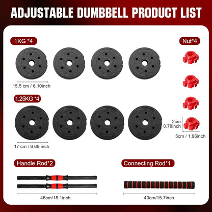 Summervibes 22Lb Adjustable-Dumbbells-Sets,Free Weights-Dumbbells Set of 2 Convertible to Barbell a Pair of Lightweight for Home Gym,Women and Men Equipment