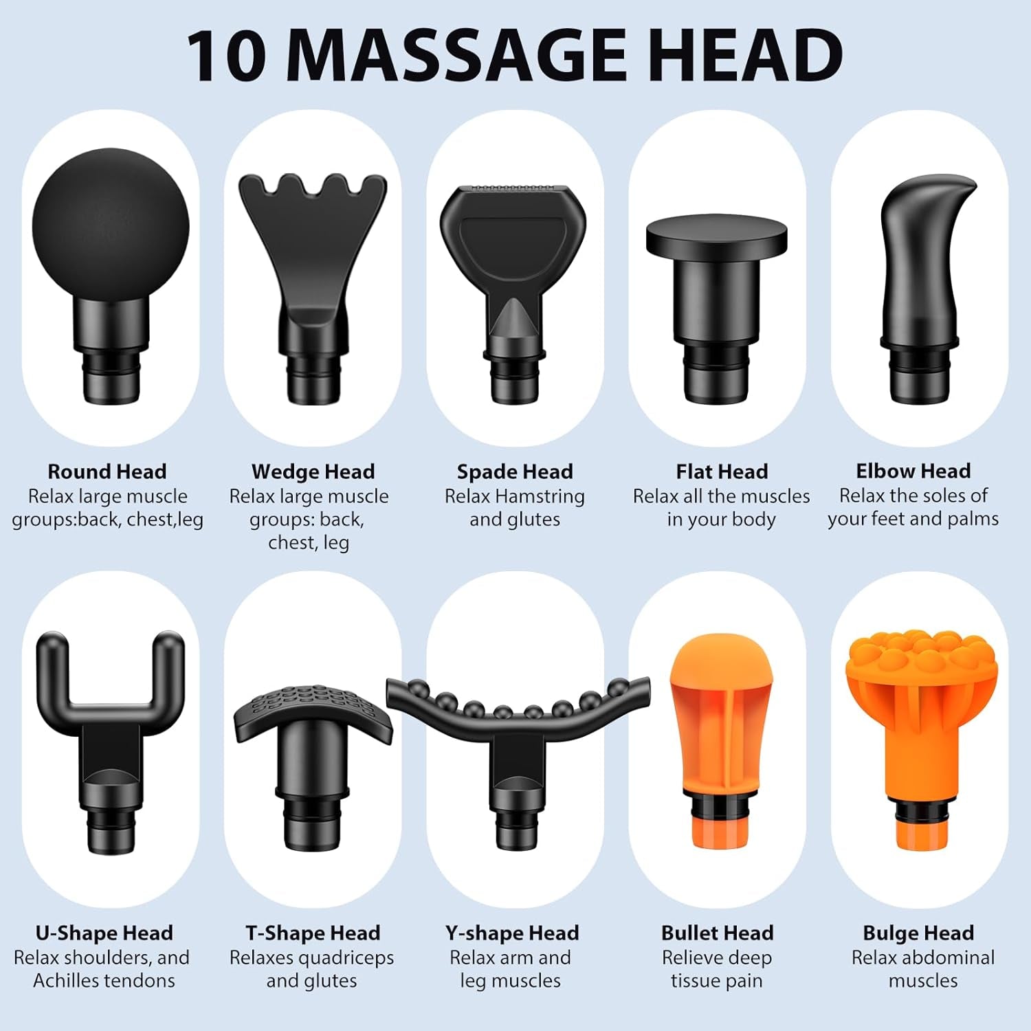 Massage Gun Deep Tissue, Percussion Massage Gun with 10 Replacement Heads, Super Quiet Portable Electric Massager for Athletes, Relax, Black