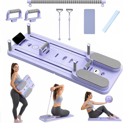Pilates Board, Reformer Sets, Multifunctional Abdominal for Home Workout Equipment with Pilates Ball ＆ Resistance Bands, Portable Foldable Ab Board Trainer Pilate Exercise Machine for Women