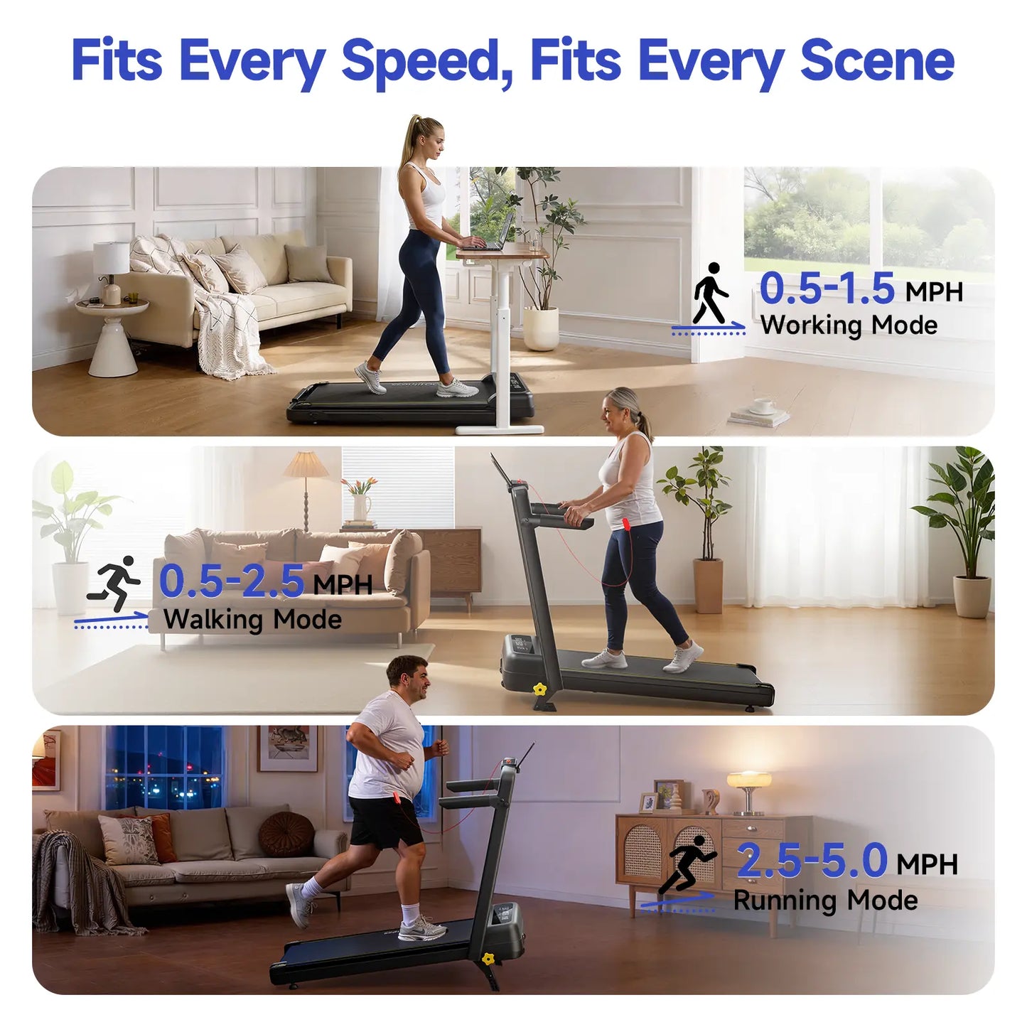 【Summervibes】Ypoo Walking Pad Treadmill with Handrails - 15% Adjustable Incline for Glutes & Legs Activation, Quiet Compact Treadmills for Home, at Home Gym Equipment for Safe Indoor Warm-Up & Daily Steps Tiktokshopspringglowup