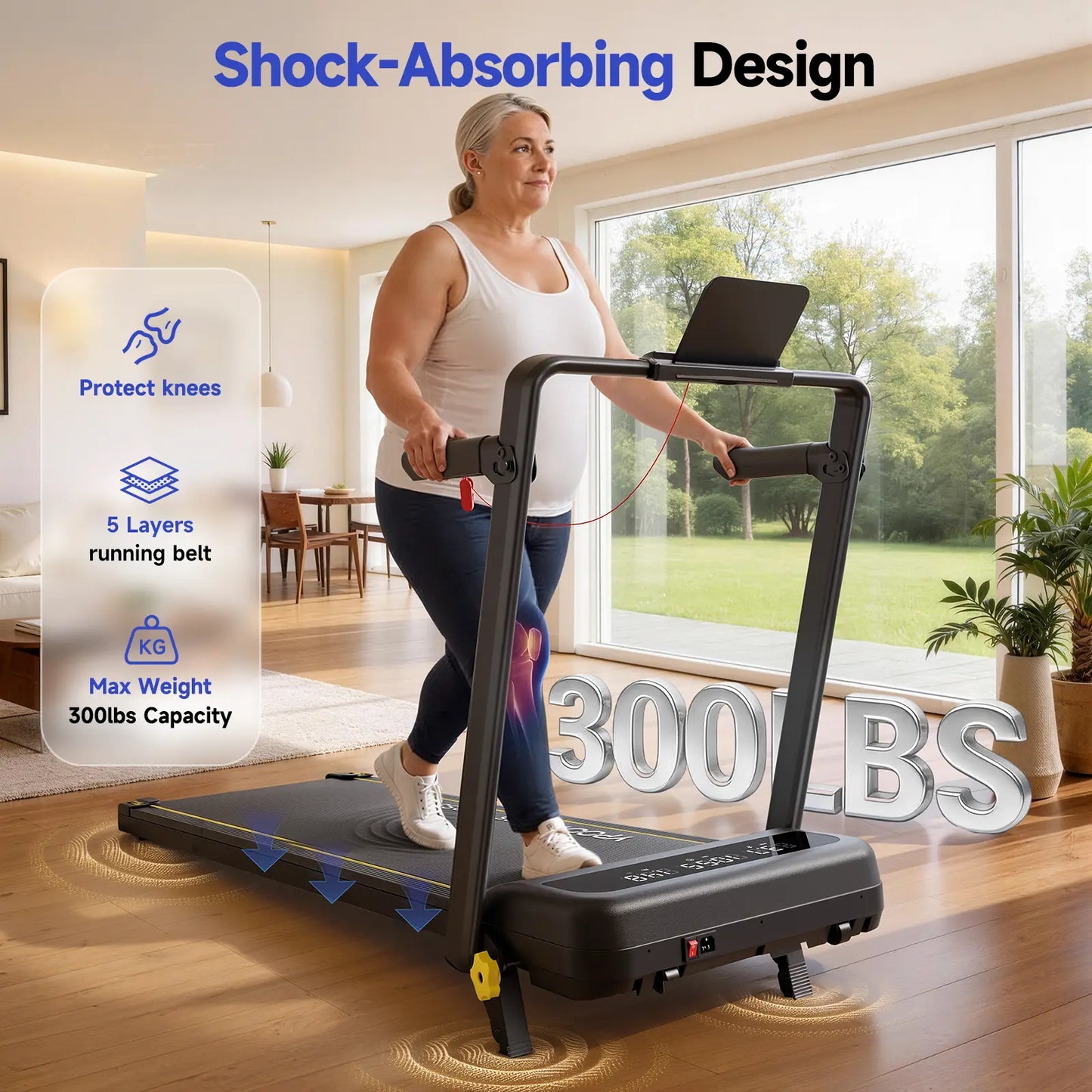 【Summervibes】Ypoo Walking Pad Treadmill with Handrails - 15% Adjustable Incline for Glutes & Legs Activation, Quiet Compact Treadmills for Home, at Home Gym Equipment for Safe Indoor Warm-Up & Daily Steps Tiktokshopspringglowup