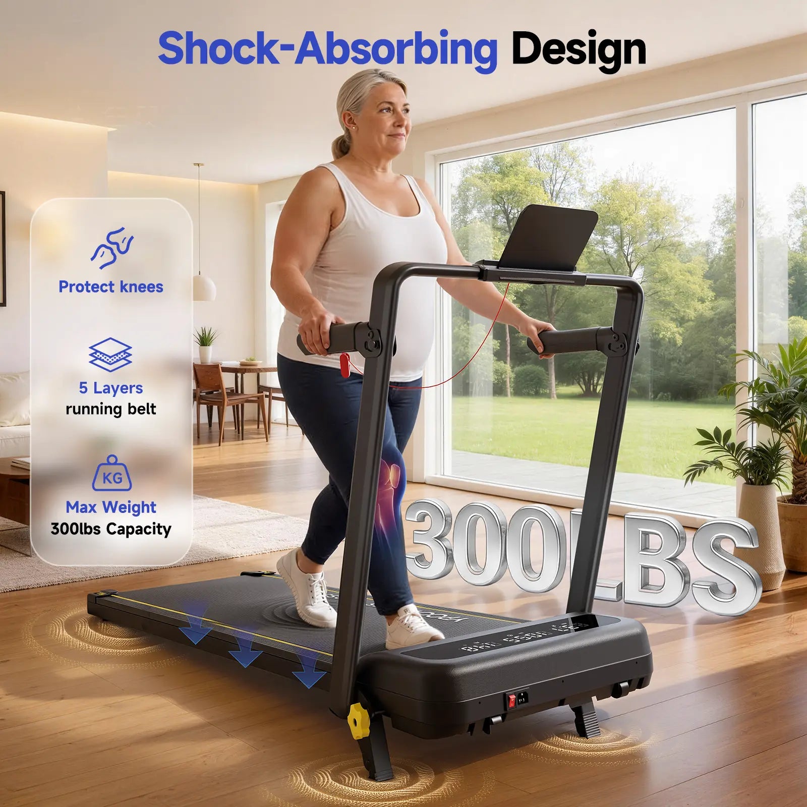 【Summervibes】Ypoo Walking Pad Treadmill with Handrails - 15% Adjustable Incline for Glutes & Legs Activation, Quiet Compact Treadmills for Home, at Home Gym Equipment for Safe Indoor Warm-Up & Daily Steps Tiktokshopspringglowup